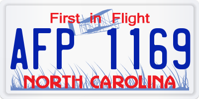 NC license plate AFP1169