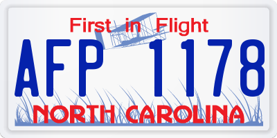 NC license plate AFP1178