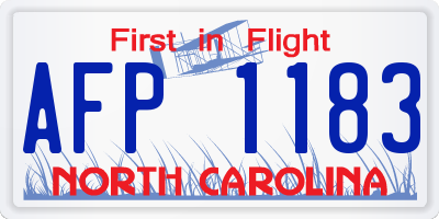 NC license plate AFP1183