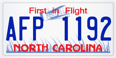 NC license plate AFP1192