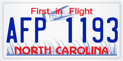 NC license plate AFP1193