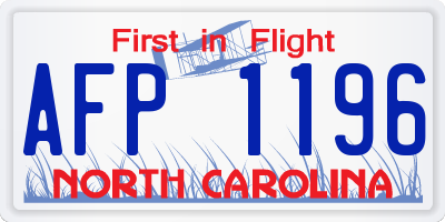 NC license plate AFP1196