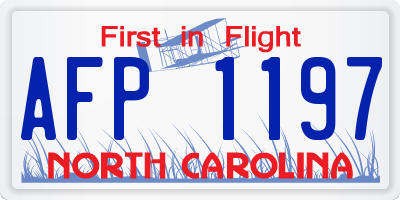NC license plate AFP1197