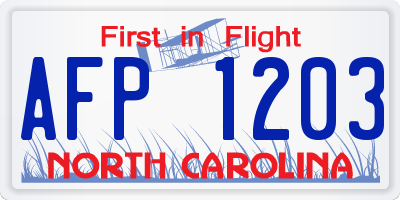 NC license plate AFP1203