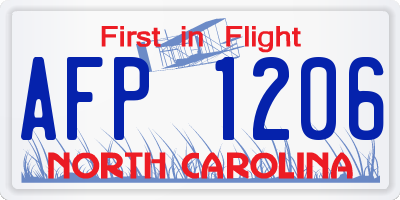 NC license plate AFP1206