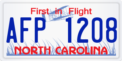 NC license plate AFP1208