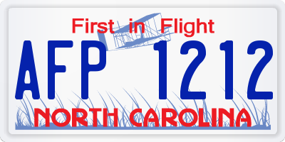 NC license plate AFP1212