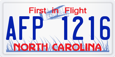 NC license plate AFP1216