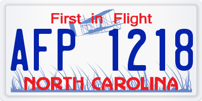 NC license plate AFP1218