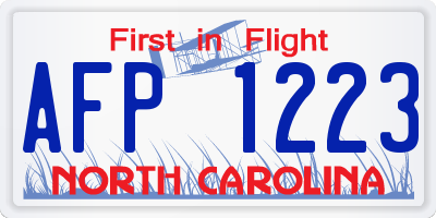NC license plate AFP1223