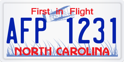 NC license plate AFP1231