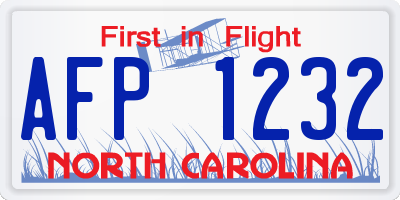 NC license plate AFP1232