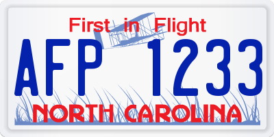 NC license plate AFP1233