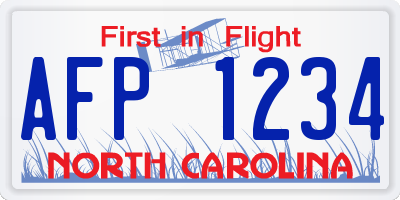 NC license plate AFP1234