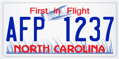 NC license plate AFP1237