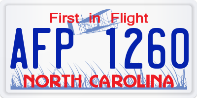 NC license plate AFP1260
