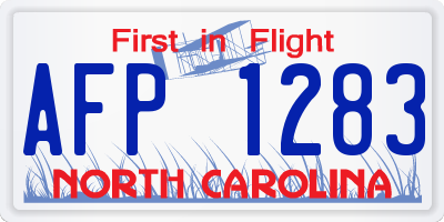 NC license plate AFP1283