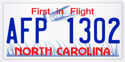 NC license plate AFP1302