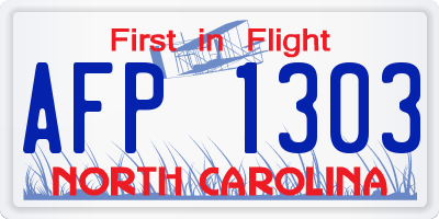 NC license plate AFP1303
