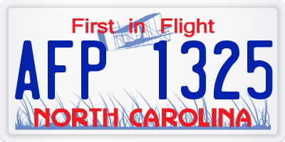 NC license plate AFP1325