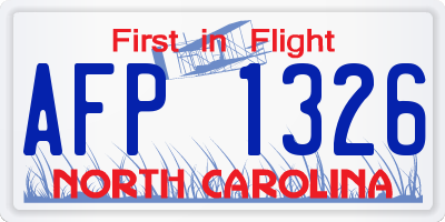 NC license plate AFP1326
