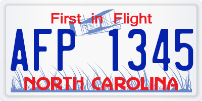 NC license plate AFP1345
