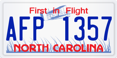 NC license plate AFP1357