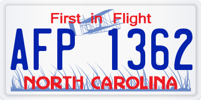 NC license plate AFP1362