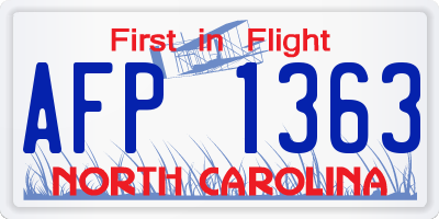 NC license plate AFP1363