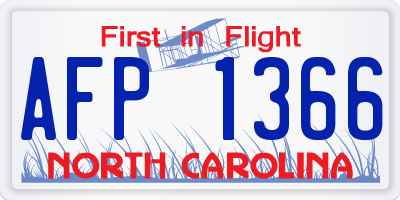 NC license plate AFP1366