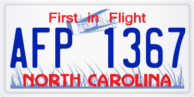 NC license plate AFP1367