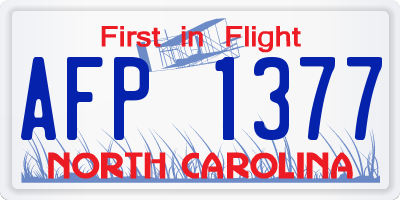 NC license plate AFP1377