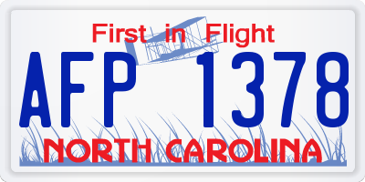 NC license plate AFP1378