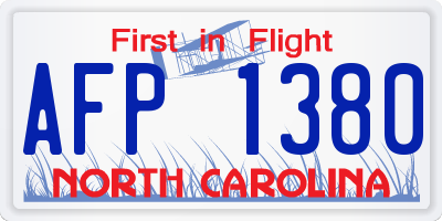NC license plate AFP1380
