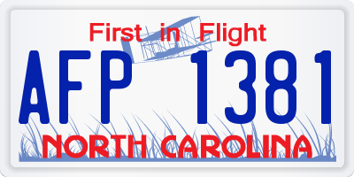NC license plate AFP1381