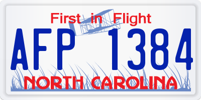 NC license plate AFP1384