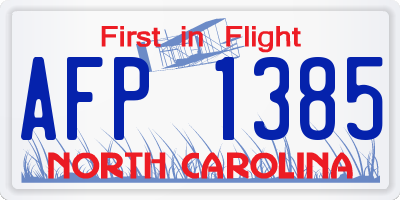 NC license plate AFP1385