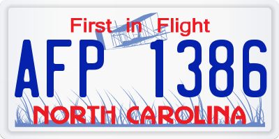 NC license plate AFP1386