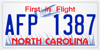 NC license plate AFP1387
