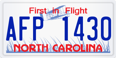 NC license plate AFP1430