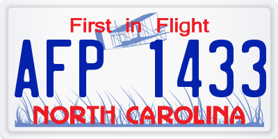 NC license plate AFP1433