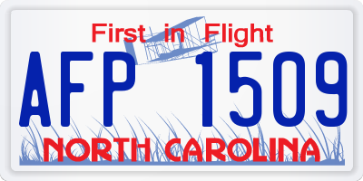 NC license plate AFP1509