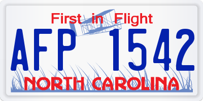 NC license plate AFP1542
