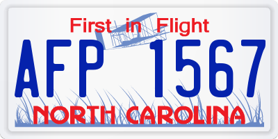 NC license plate AFP1567