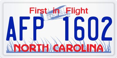 NC license plate AFP1602