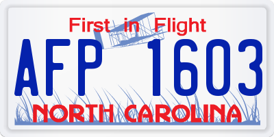 NC license plate AFP1603