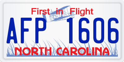 NC license plate AFP1606
