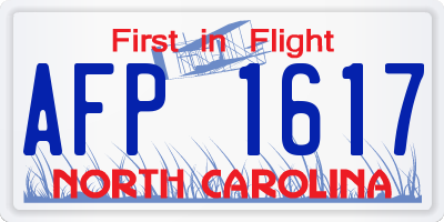 NC license plate AFP1617