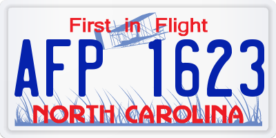 NC license plate AFP1623