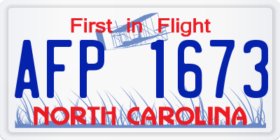 NC license plate AFP1673